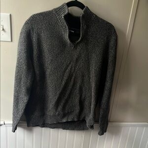 Lands' End Gray Zip Up Sweater with High Collar